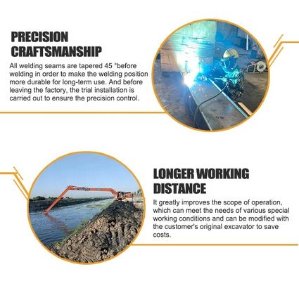 22m pas geçirmez uzun mini kazıcı uzun kol Komatsu Hitachi  vb için