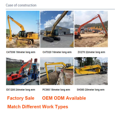Zoomlion Hitachi Komatsu CAT için 20-250ton Ekskavatör Uzun Kol 12 16 24 30M