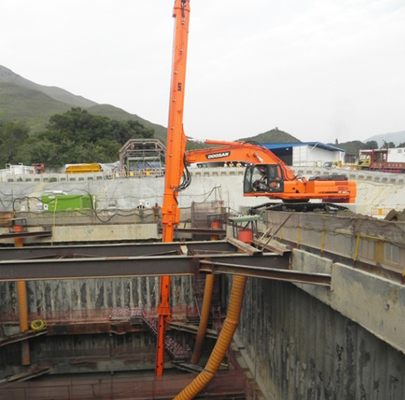 CAT Hitachi Kobelco için üç bölümlü teleskopik bomlu beton pompası ekskavatör uzun mesafeli bom