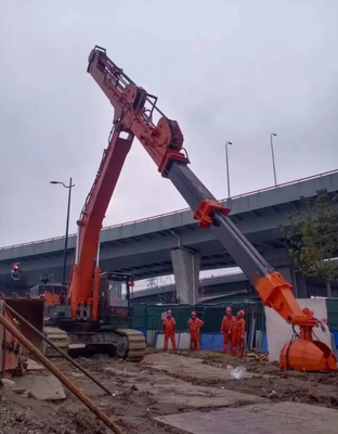 CAT Hitachi Kobelco için üç bölümlü teleskopik bomlu beton pompası ekskavatör uzun mesafeli bom